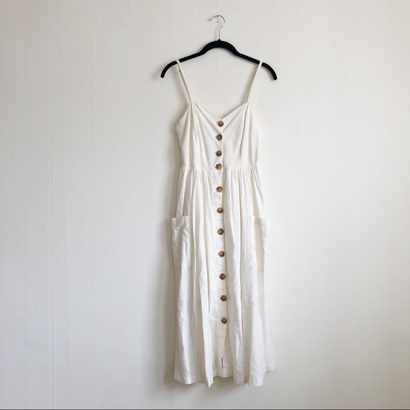 linen button down midi dress